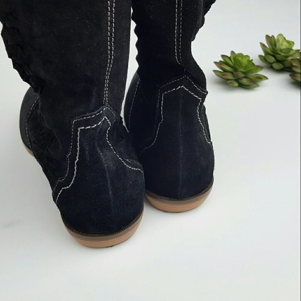 Vintage Sporto Suede Braided Booties in Black